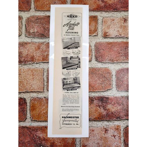 1950 Hako Asphalt Tile Flooring on‎ Americas Smartest Floors Vtg Print Ad - Picture 3 of 6